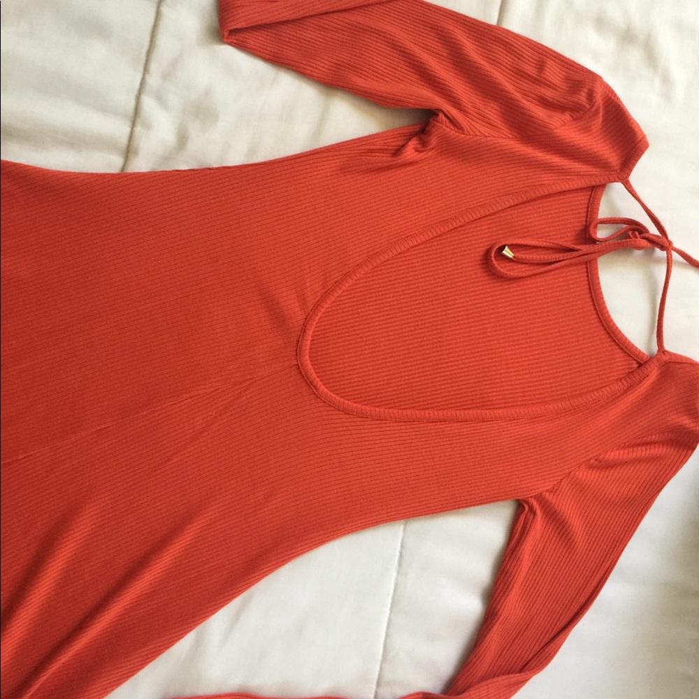 Red orange flowy dress
